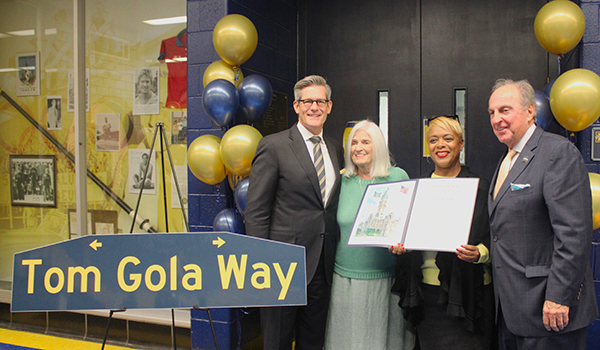 The dedication of Tom Gola Way.