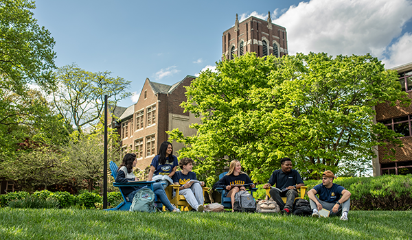 Image of students relaxing on the Hansen Quad.