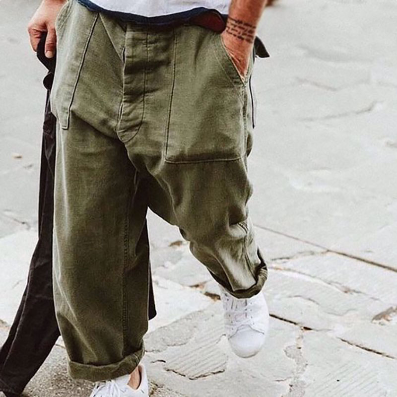 Casual Mens Solid Color Loose Pants