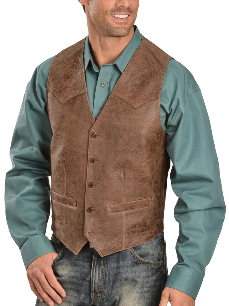 Men's Fashion Simple Leather Waistcoats